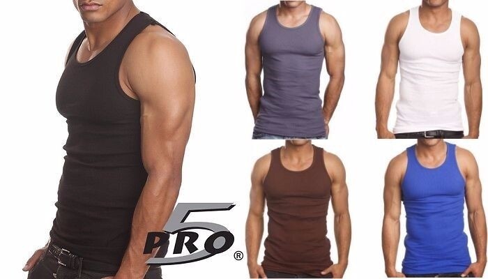 3-PACK PRO 5 MENS A-SHIRTS COTTON UNDER SHIRT WIFE BEATER SM-3X