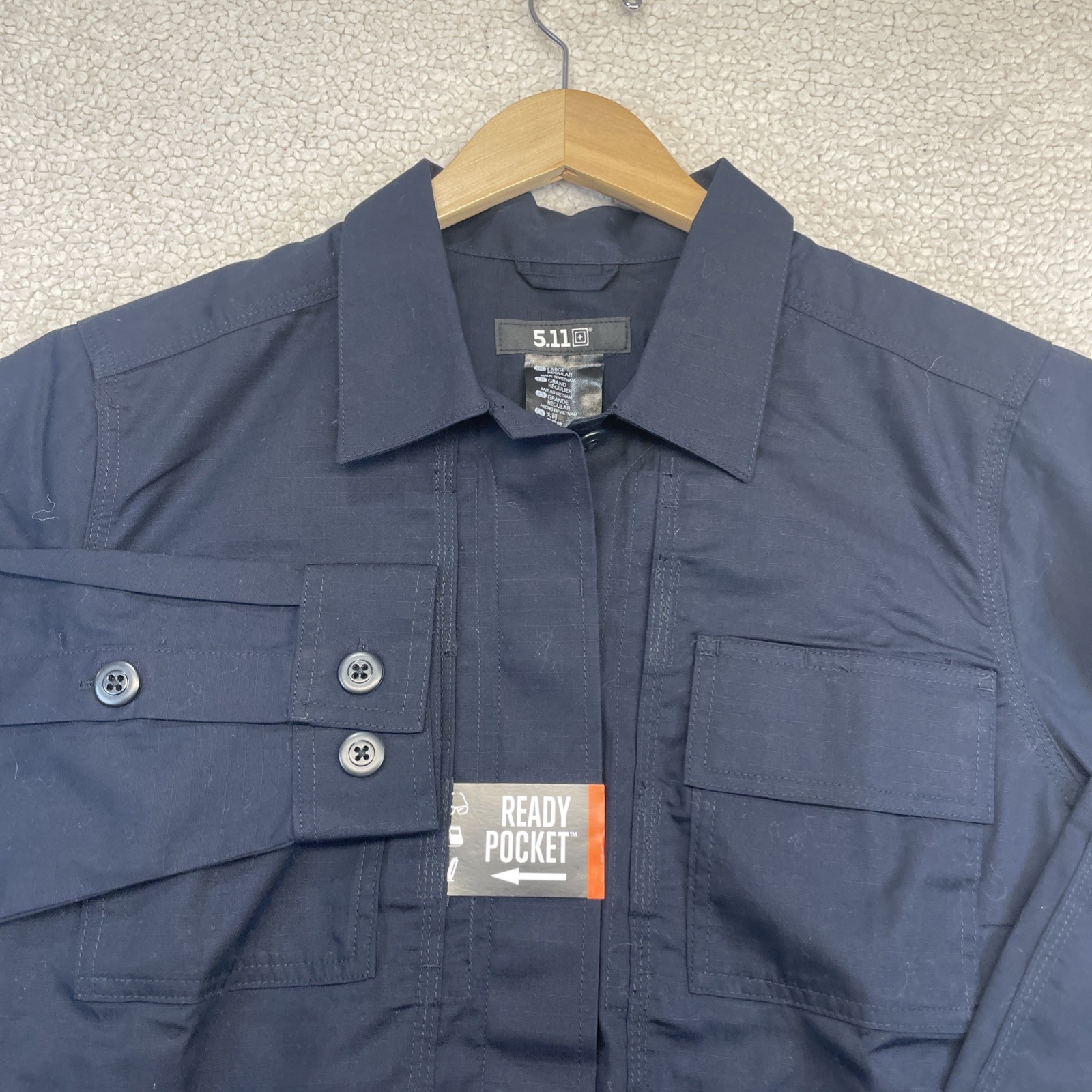 5.11 Tactical Shirt Mens Large Blue Ready Pocket Ripstop Long Sleeve Utility
