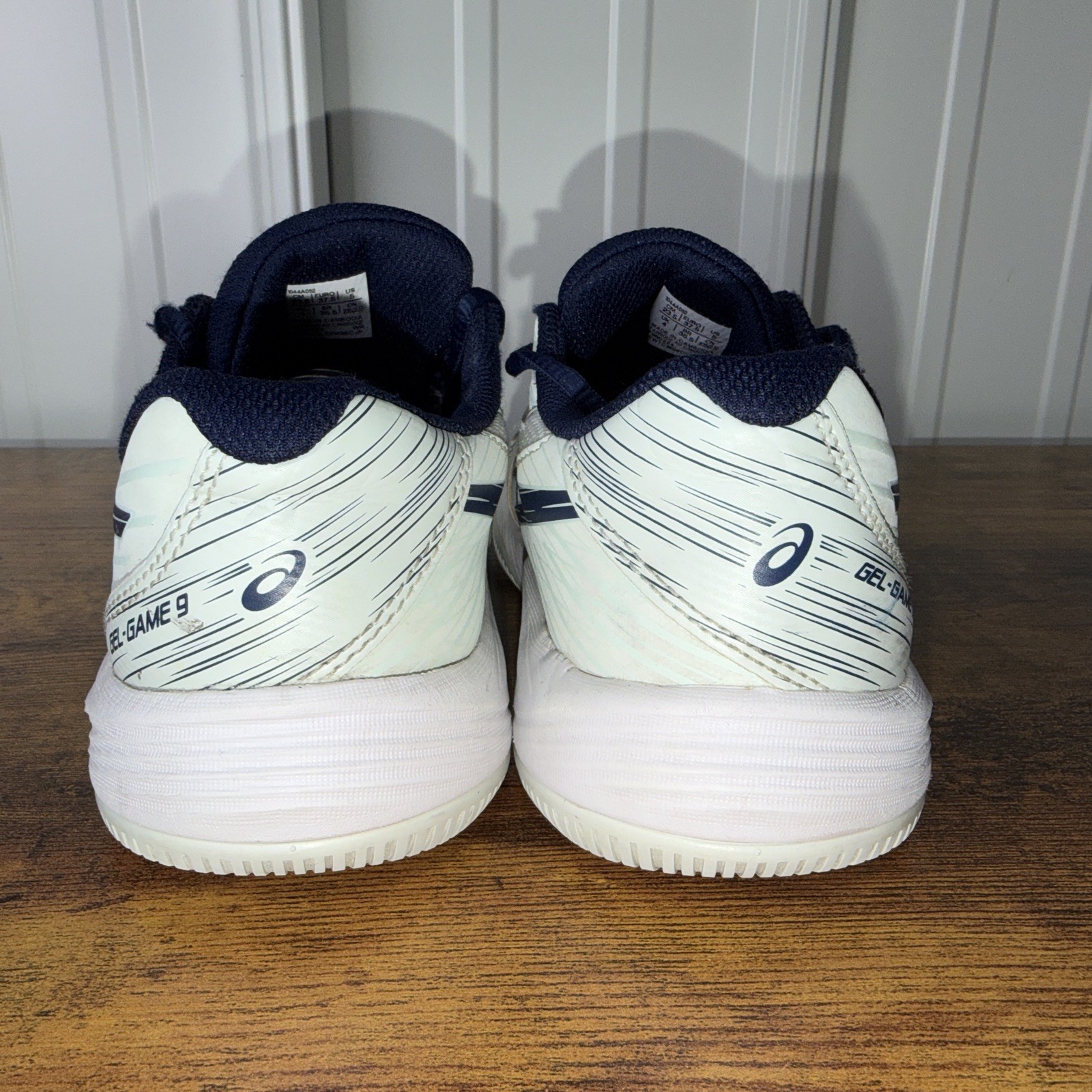 ASICS Shoes Men’s Size 5 Gel Game 9 Pickleball Shoes White Navy Blue Read
