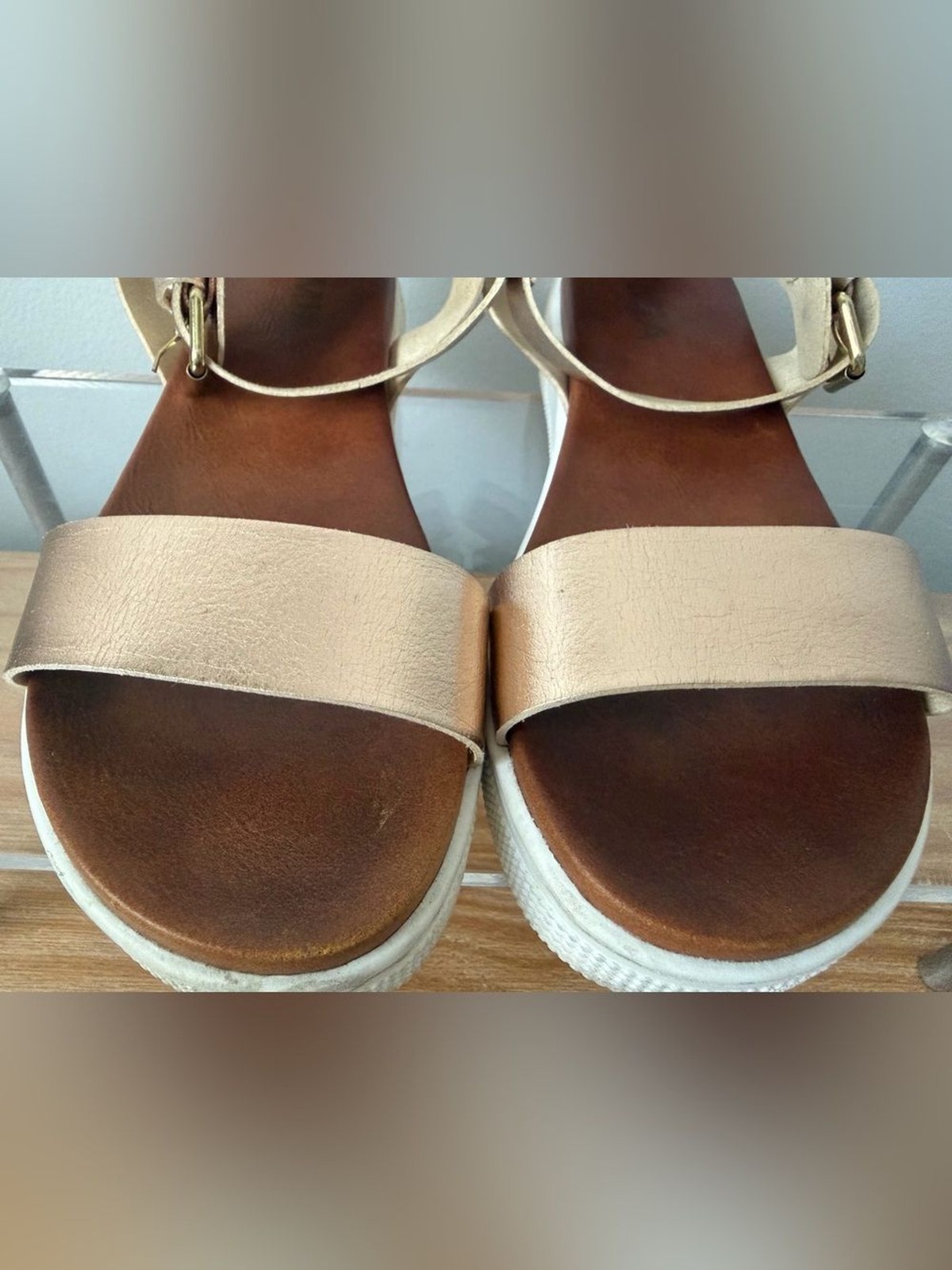 MIA Ellen Rose Gold Round Toe Ankle Strap Womens Sandals Size 8