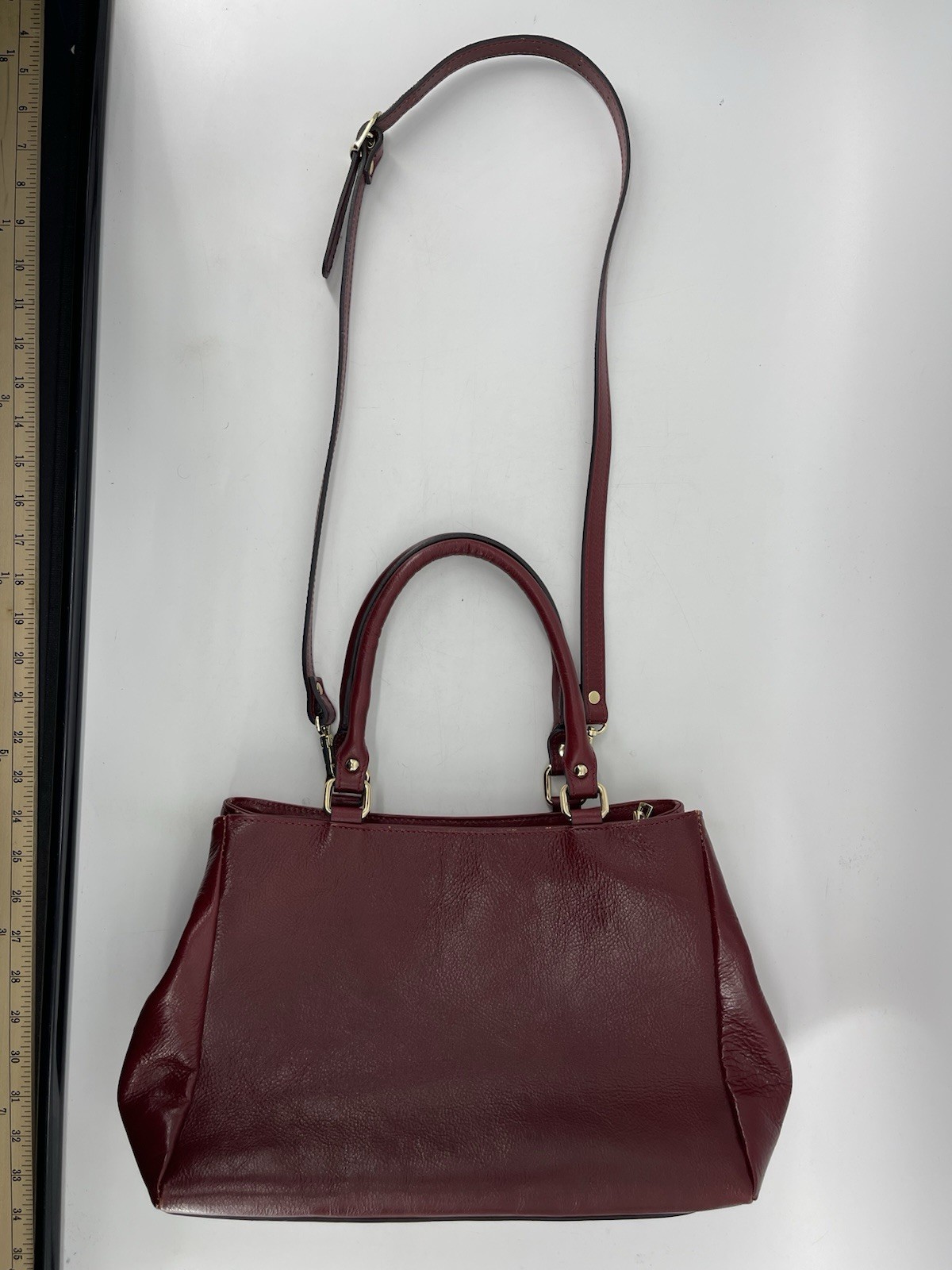 Divina Firenze Large Burgundy Red Leather Cross Body Shoulder Hand Bag Purse