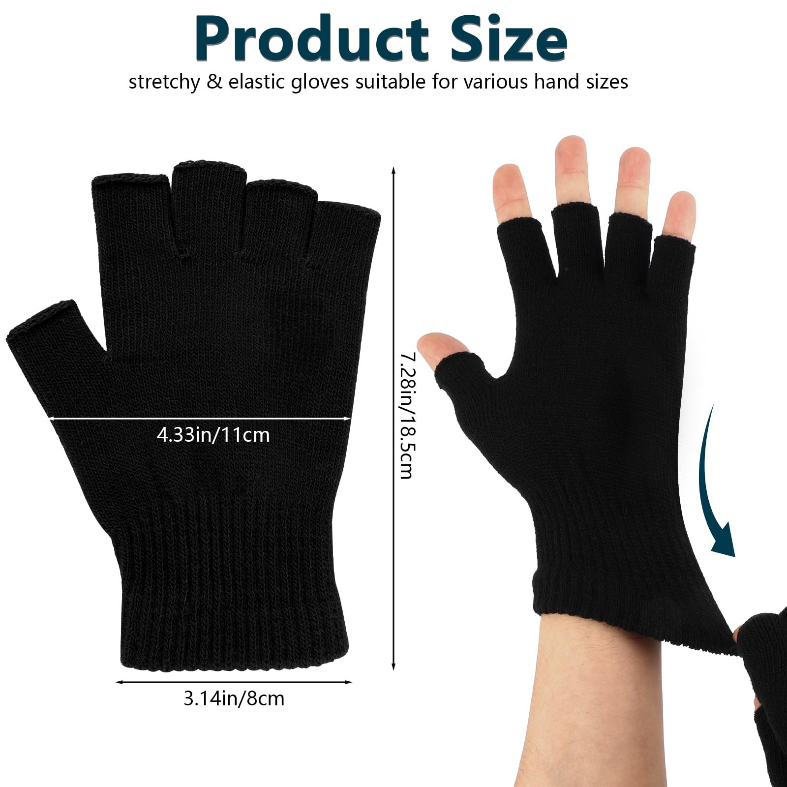 4 Pairs Winter Alpaca Wool Fingerless Gloves Men’s Knitted Half Finger Mitten