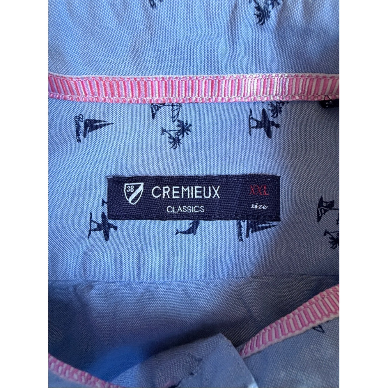 Cremieux Classics Men’s Button Down Shirt Light Blue Beach Surf Yacht Print XXL