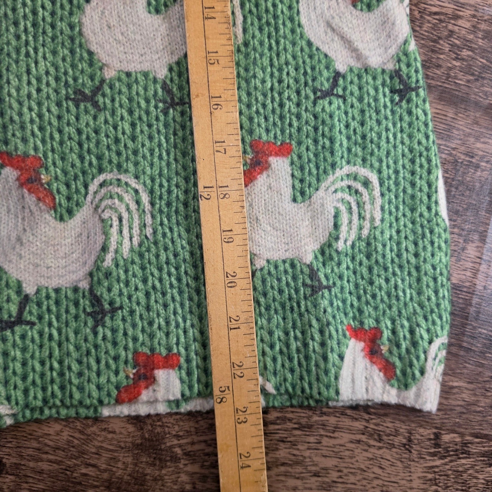 UNBRANDED Rooster Knit Sweater Womens Medium Green Farmhouse Cottagecore Animal