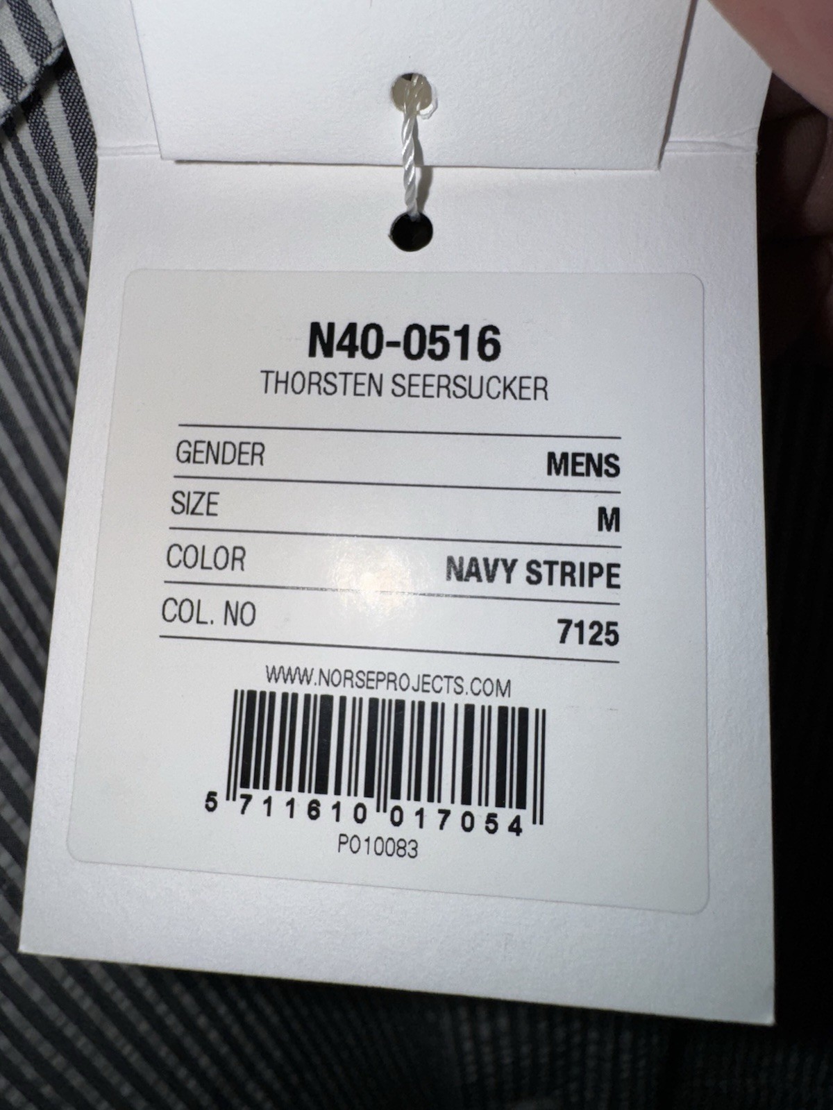 Norse Projects Thorsten Seersucker Shirt Mens Size M Navy Striped (NEW)