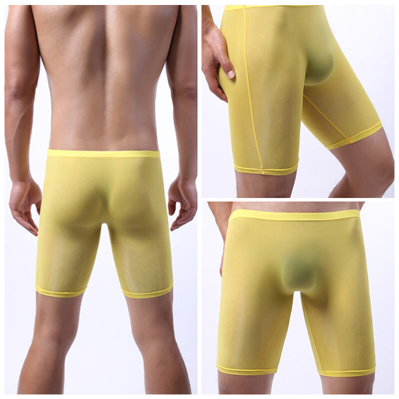 Men Trunks Underwear Boxer Briefs Ice Silk Seamless Sexy Shorts Long Underpants❤