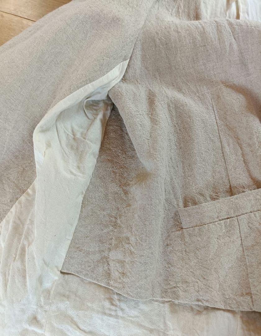 ECOLE DE CURIOSITES Linen Ramie Tightly Woven Jacket Size M Washed Out Finish