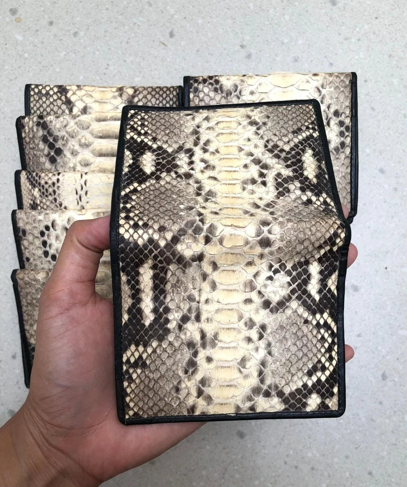 Genuine Snake Skin Leather Men’s Wallet Bifold Simple Slim Wallet Free Shipping