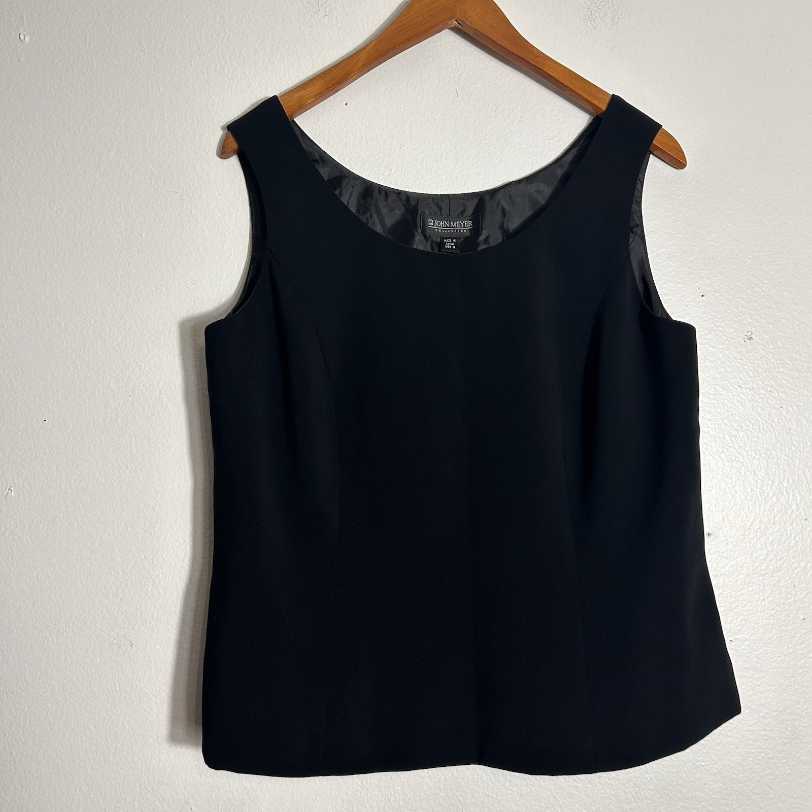 John Meyer Top Sleeveless Formal Lined Tank Vest Top Black Size 12 Side Zipper