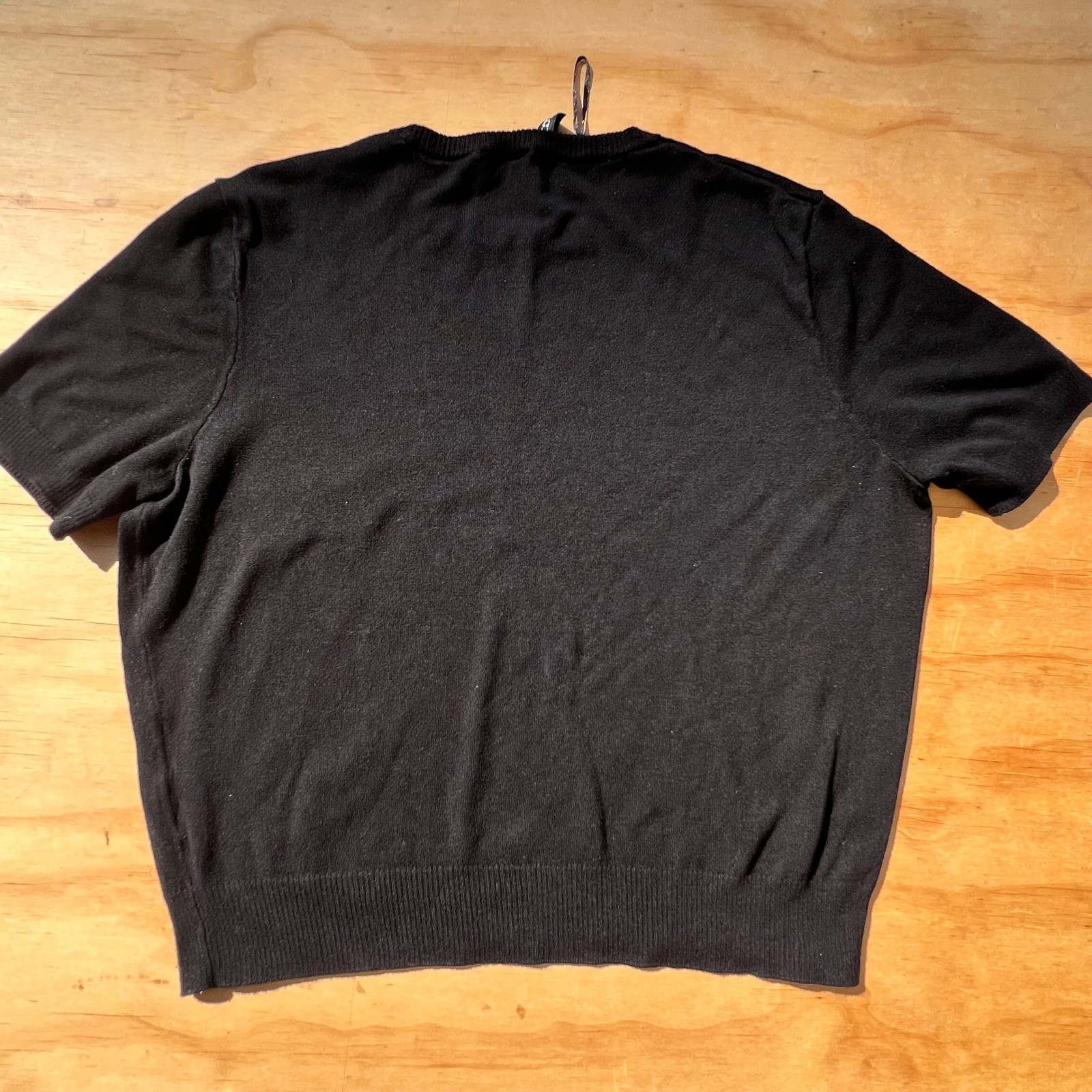 H&M Divided Mens Large Black Short Sleeve Knit Crewneck Sweater Minimalist Top