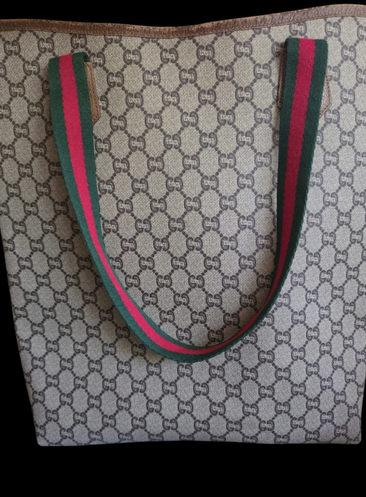 Gucci Large GG Tote Sherry Web Stripe Magnetic Closure w/ Authentication Card