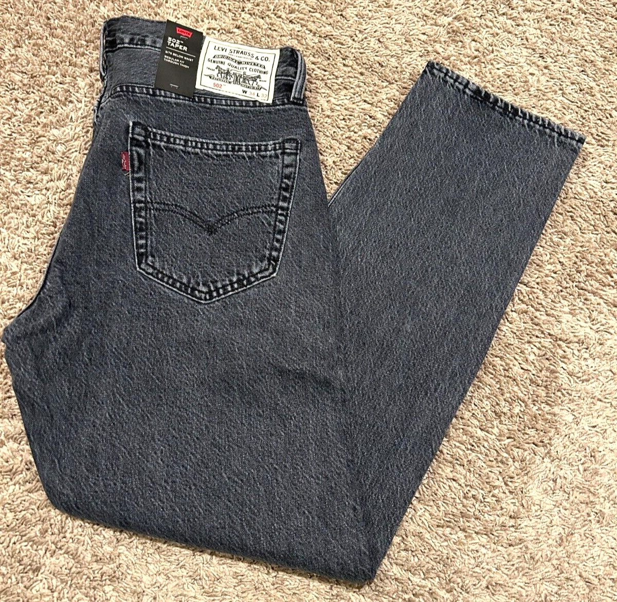 LEVI’S PREMIUM WELLTHREAD 502 TAPER JEANS FADED BLACK SIZE 34X32 NWT RT$128 0005