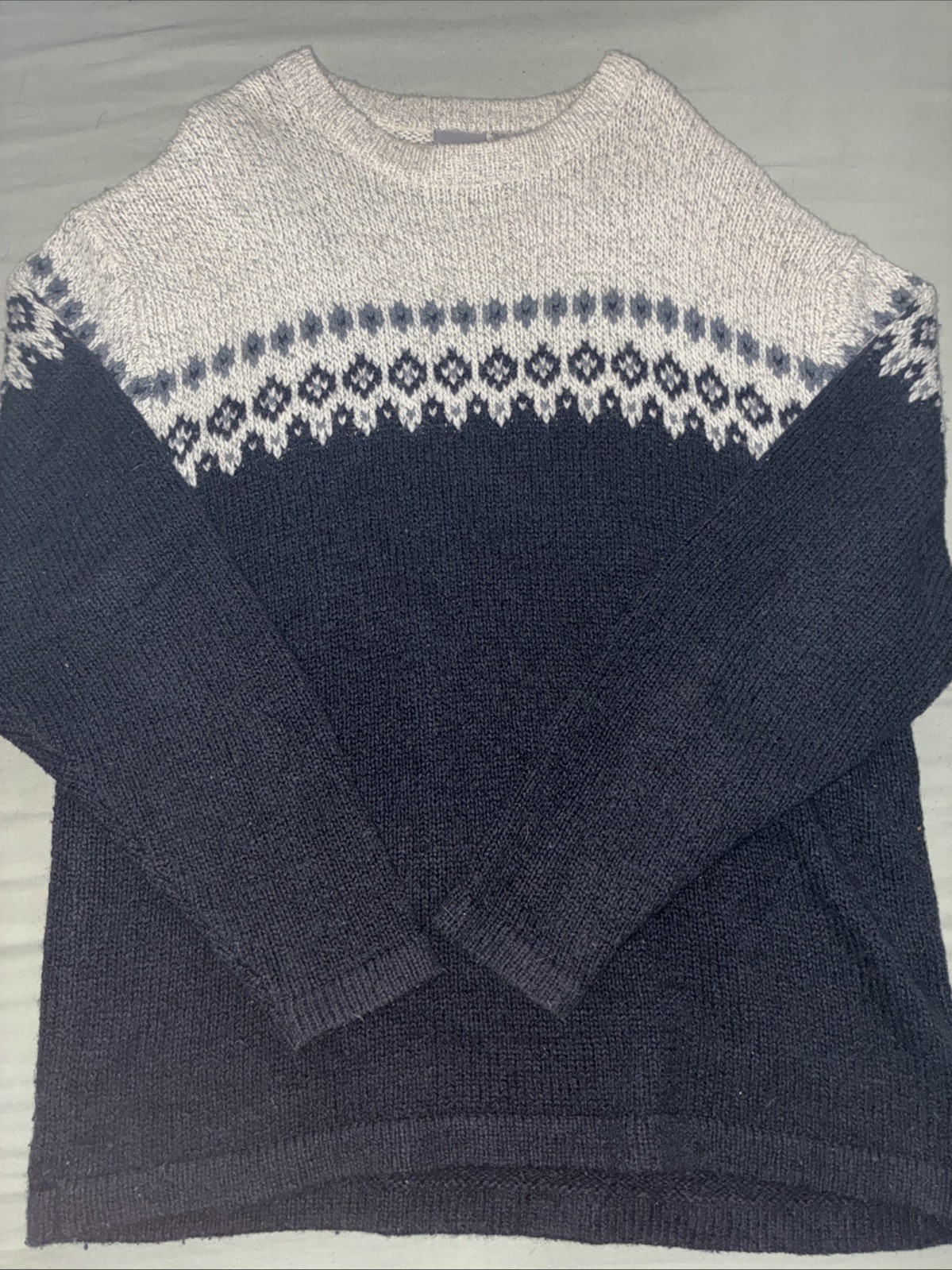 Northwest Blue Men’s V-Neck Sweater Acrylic, Wool, Cotton, Poly Blend, Large