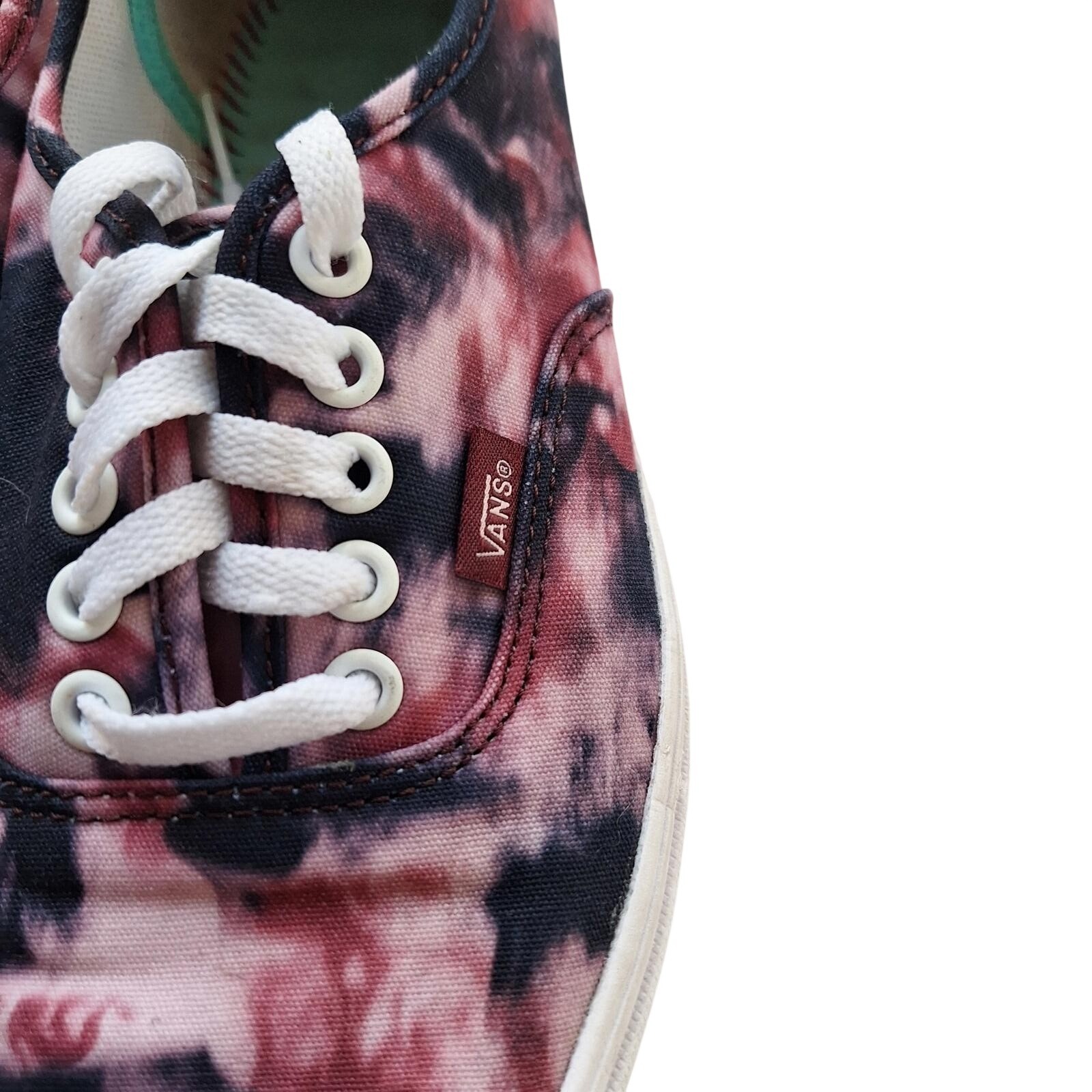 Vans Authentic Tie Dye Burgundy Black White Skate Shoes Men 6.5 Women 8 Low Top