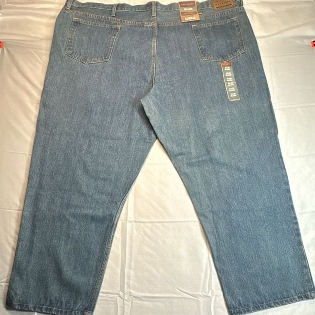 NWT Arizona Jean Co Big & Tall Relaxed Fit Sits at Waist Tapered Leg Jeans 54×30