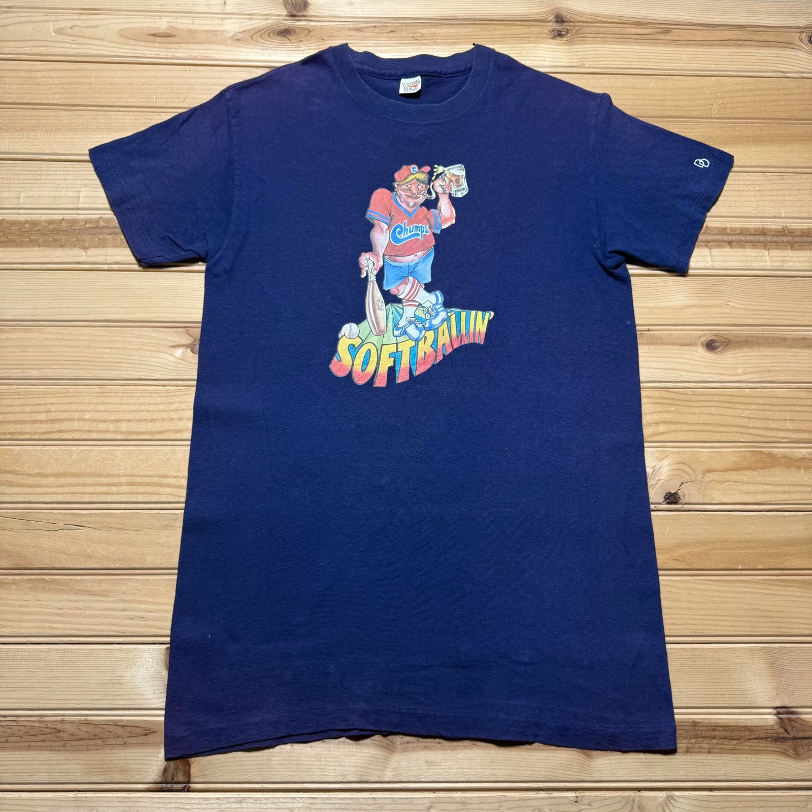 Vintage 1978 Chumps Softballin Bob #16 Sports Cartoon Graphic T-Shirt USA Medium