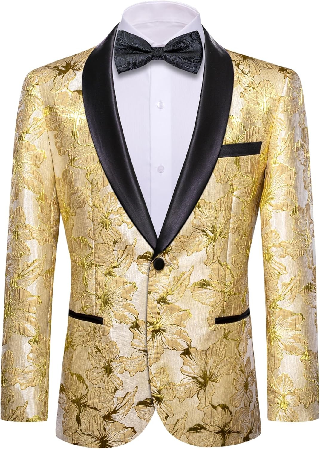 Men’s Floral Paisley One Button Blazer Tuxedo Jacket for Carnival Party Gift