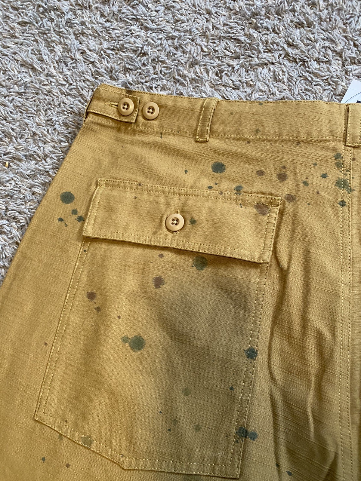 NEW Round Two Army Pants Men Size 38 Military Fatigue khaki baggy paint splatter