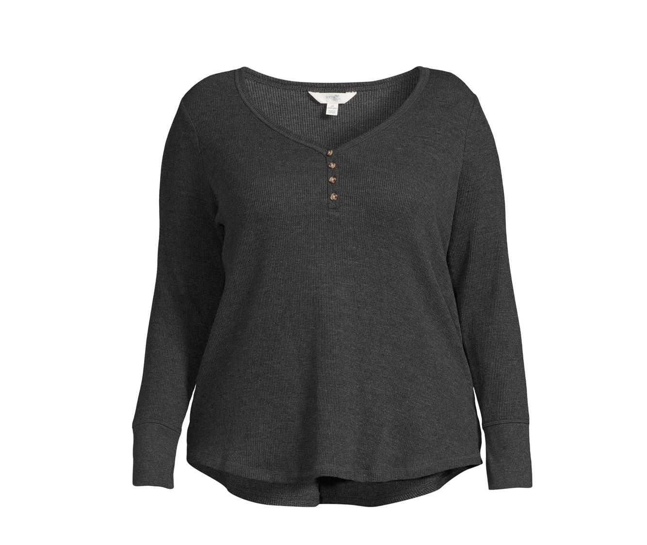 Terra & Sky Women’s Plus Size Long Sleeve Waffle Top – CHOOSE COLOR, 1X-5X