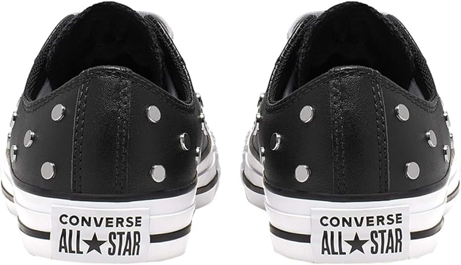 Converse Womens CTAS Ox Leather Black Pure Silver White Trainers Choose Size New