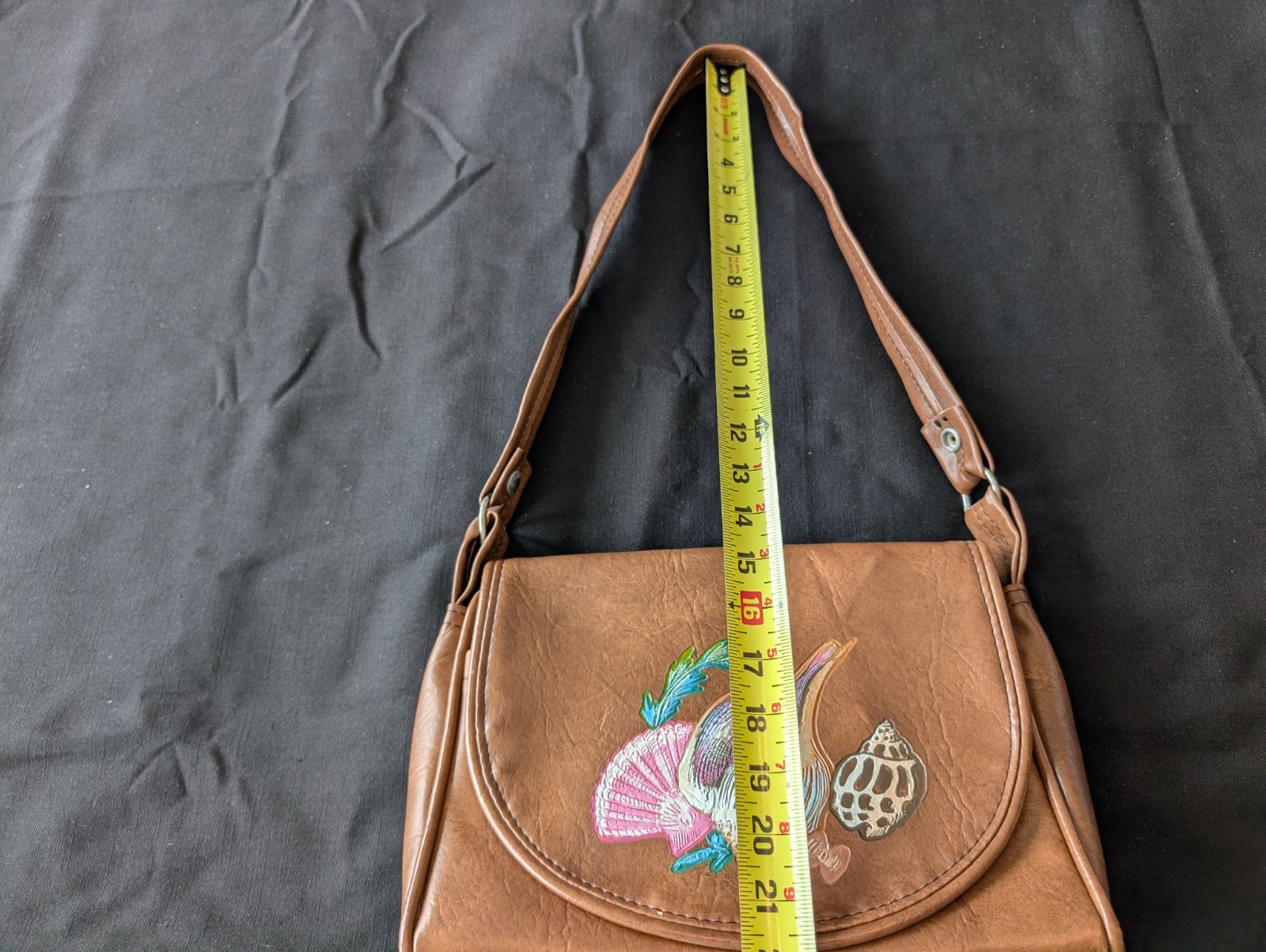 Vintage The Original Florida Keys Handbag Tan Nautical Seashell Themed Vinyl