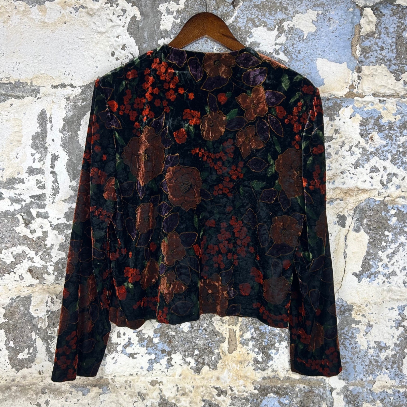 Vintage Norton McNaughton Floral Velvet Whimsigoth Jacket Multicolor Womens L