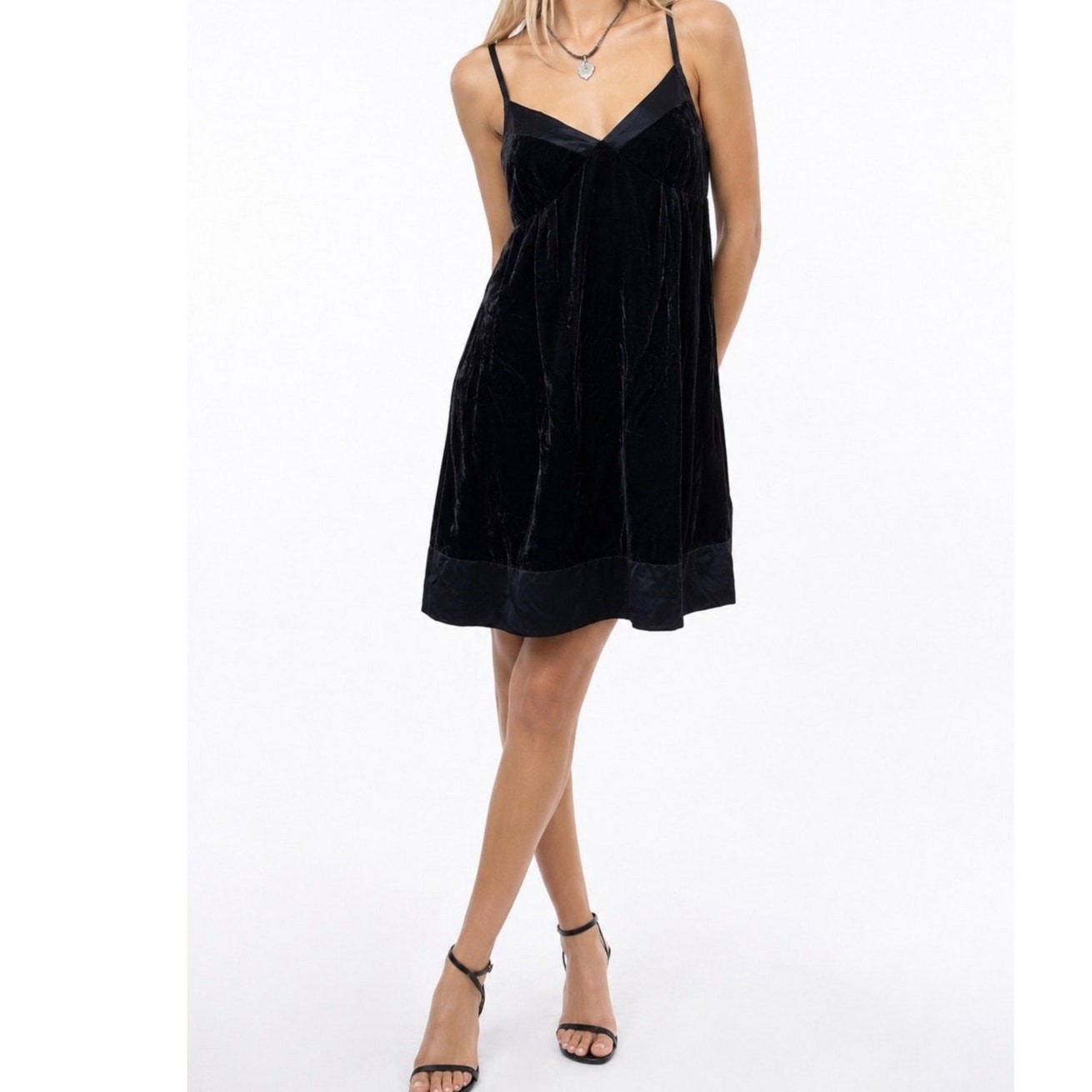 Gap Vintage Y2K Velvet Babydoll Mini Dress Midnight Blue Size 4