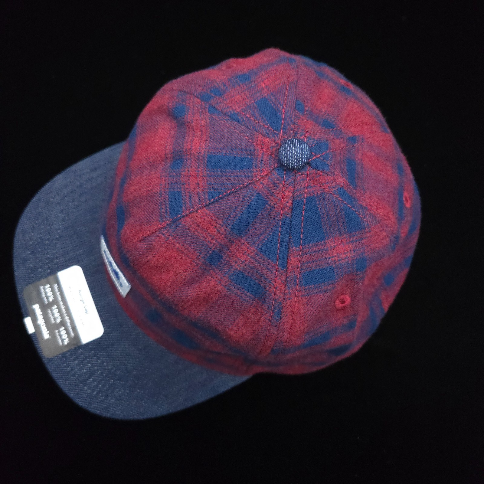 PATAGONIA RANGE FLANNEL HAT -NAVY BLUE BURGUNDY SOFT- CAP UNISEX ADJUSTABLE -NEW
