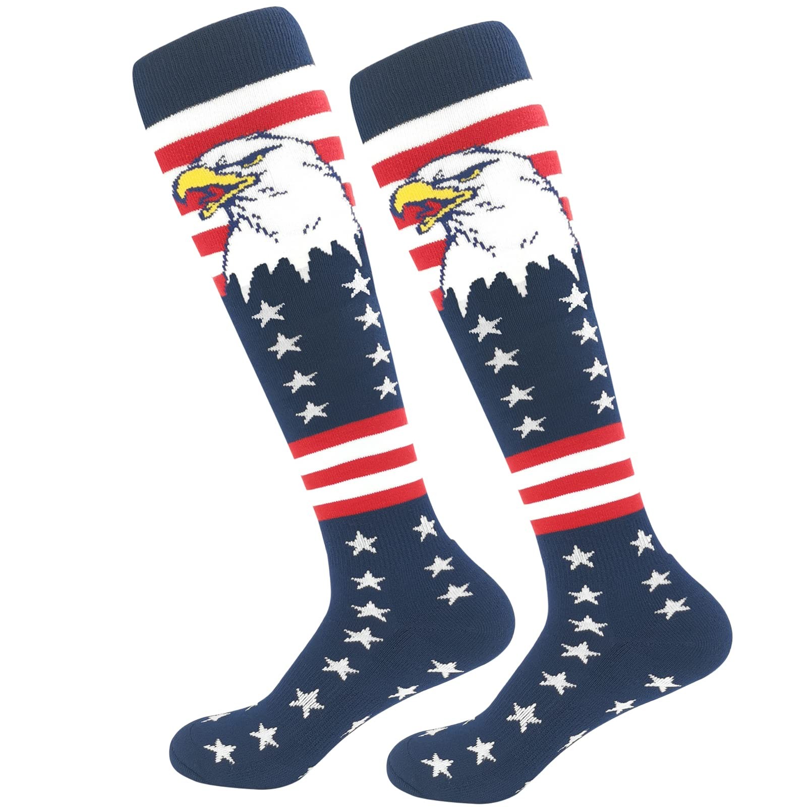 American Flag Athletic Knee High Socks Patriotic over the Calf Socks for Basebal