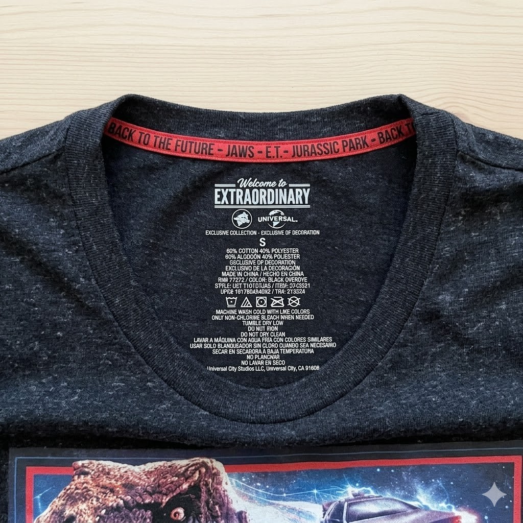 Universal Studios Jurassic Park Jaws ET Back To Future Holographic Tee Shirt S