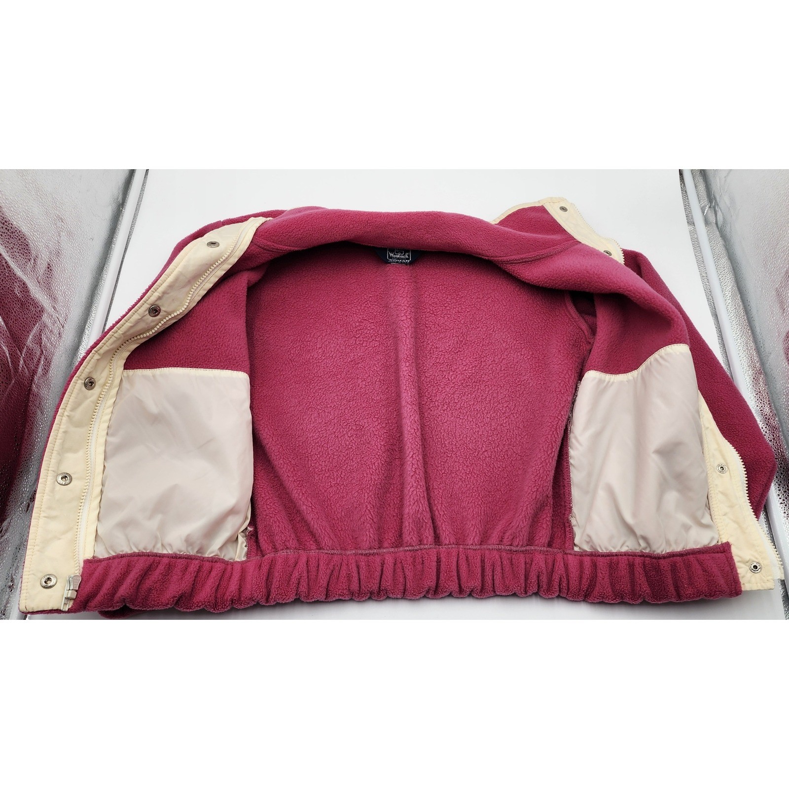 Vintage Woolrich Fleece Jacket Small Pink Made in USA Full Snap Front 90s Retro