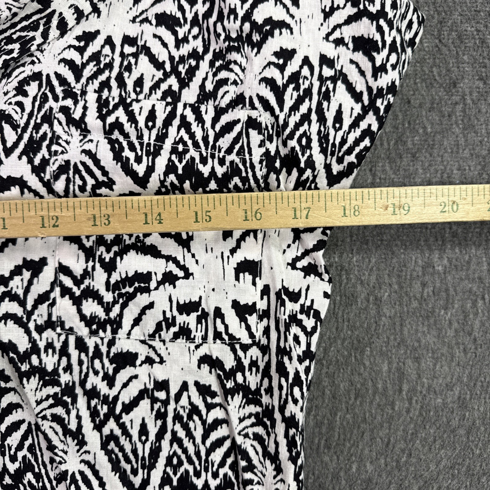 Panama Jack Linen Blend Tie Front Button Up Shirt Women’s XS Black White Floral
