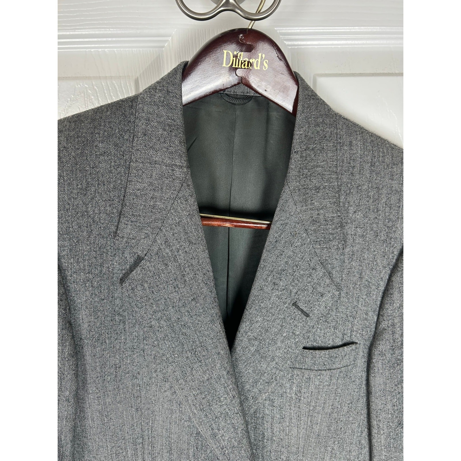 Vintage 1980s Syms Tailored Herringbone Blazer Mens USA ACTWU 38R US