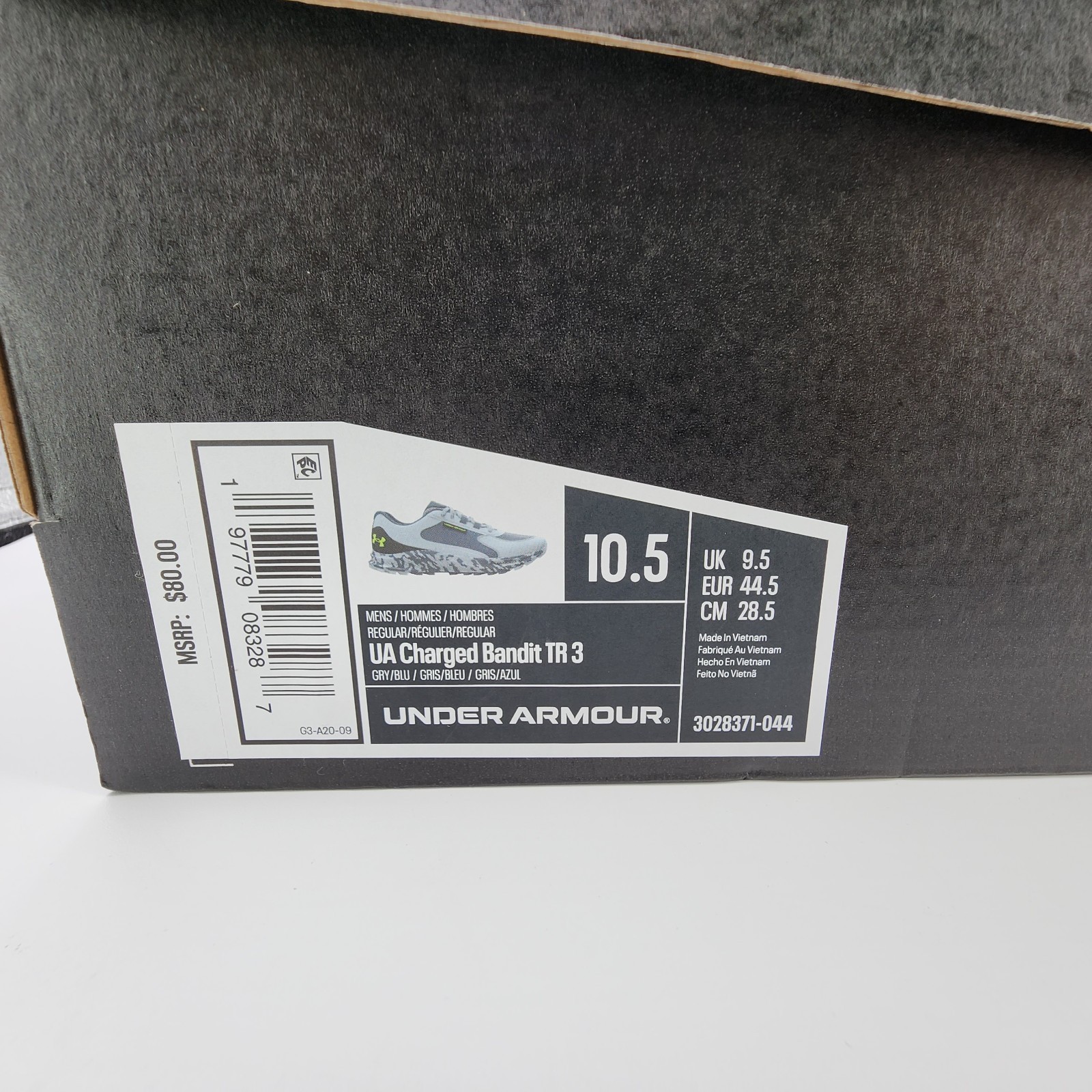 Under Armour UA Bandit Trail 3 Running Shoes Mens 10.5 Downpour Gray NEW READ
