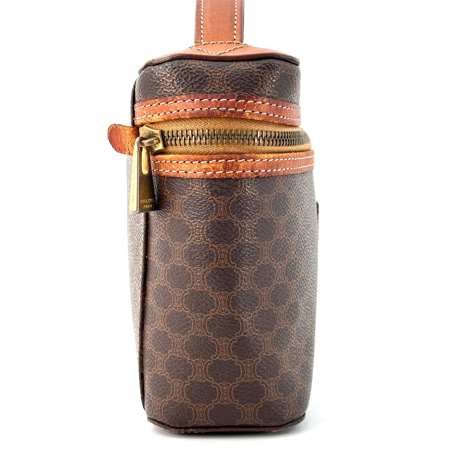 Celine Vanity Bag Macadam Leather Brown Authentic