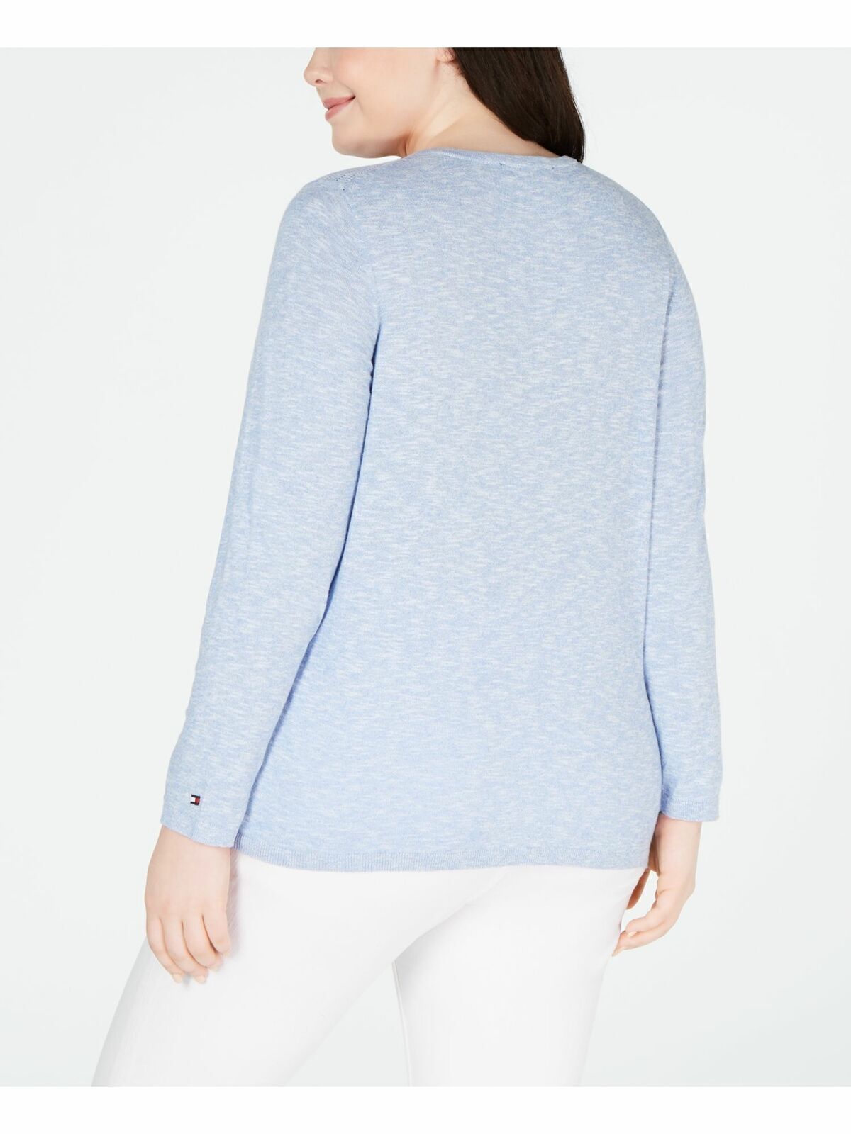 Tommy Hilfiger Sweater Ivy Cotton Pointelle Blue Sz 0X Plus NEW NWT 488