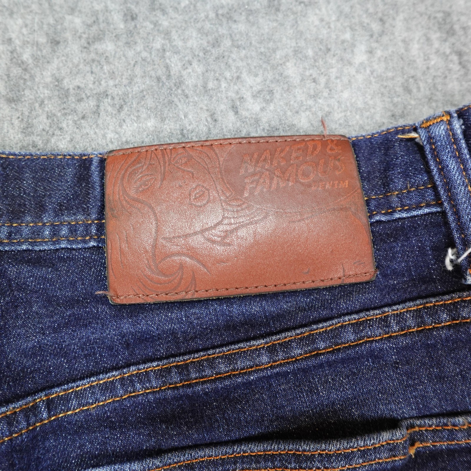 Naked & Famous Jeans Mens 36×32 Blue Weird Guy Selvedge Stretch Denim Pants