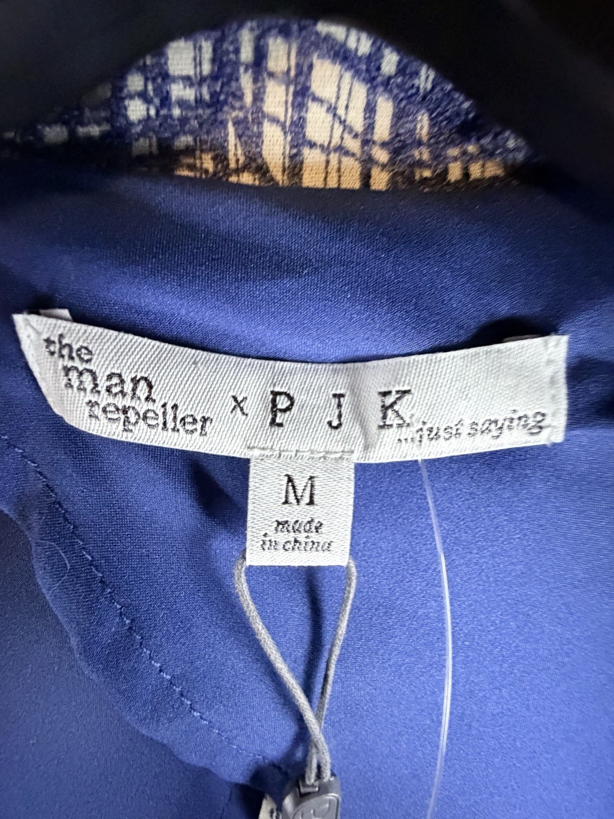 The Man Repeller x PJK Blue Pattern Blazer NWT Size M A-Line Jacket