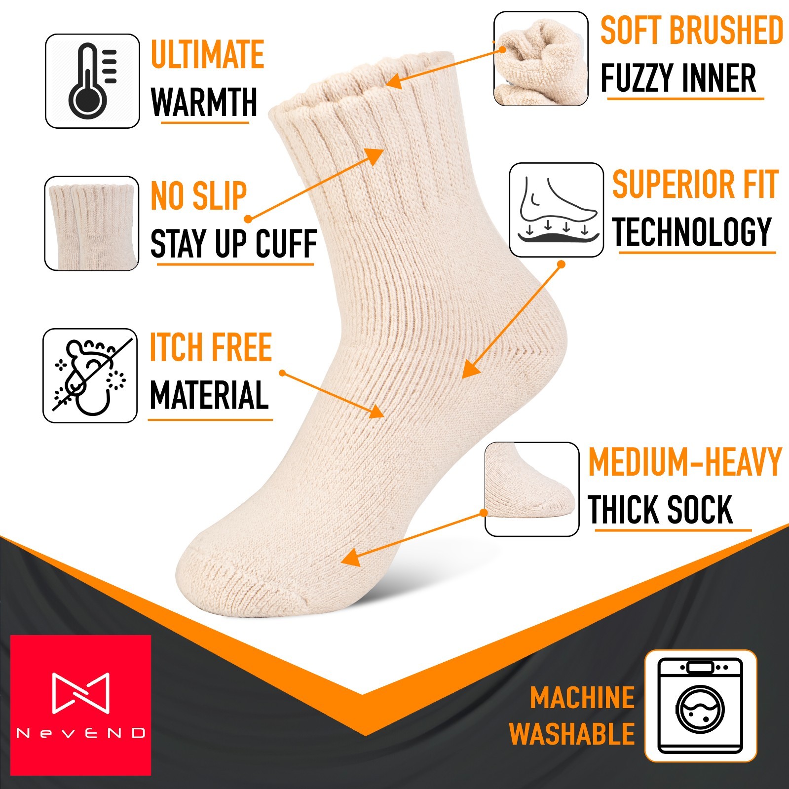 3 Pairs Womens Winter Warm Thermal Lambs Wool Merino Heavy Duty Boot Socks 9-11