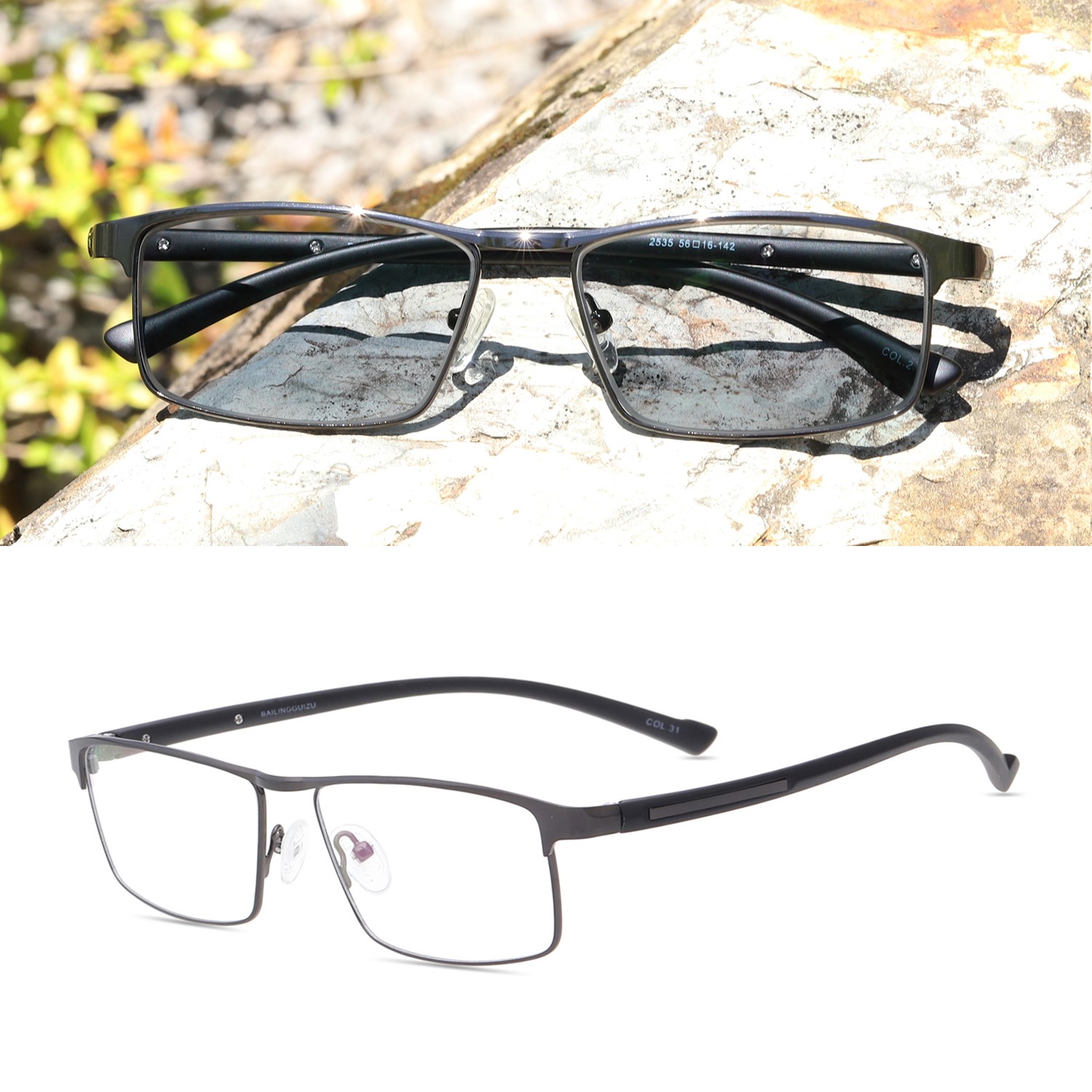 Customized Full Rim Photochromic Reading Glasses Single Vision Sunglasses Reader