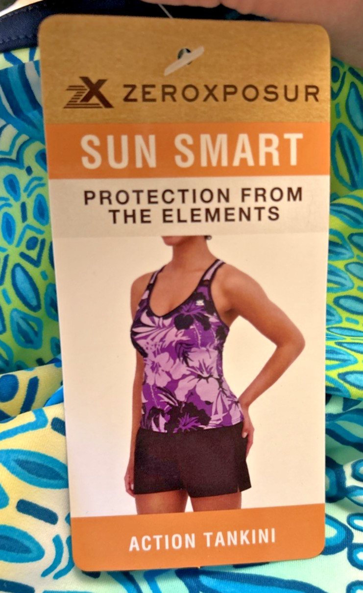 Zeroxposur Sun Smart Action Tankini M UV Protect 4-Way Stretch Quick Dry New NWT
