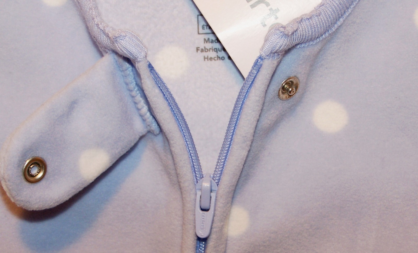 New CARTERS 1pc FLEECE Zip FOOTED Blue White Dot PRINCESS PAJAMAS PJs 24 months