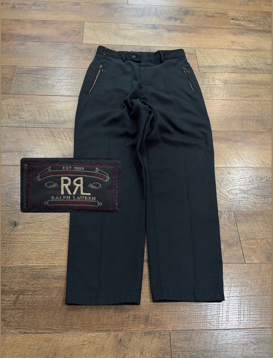 Vintage RRL Ralph Lauren Pleated Pants 30×28 Black Twill Made In USA