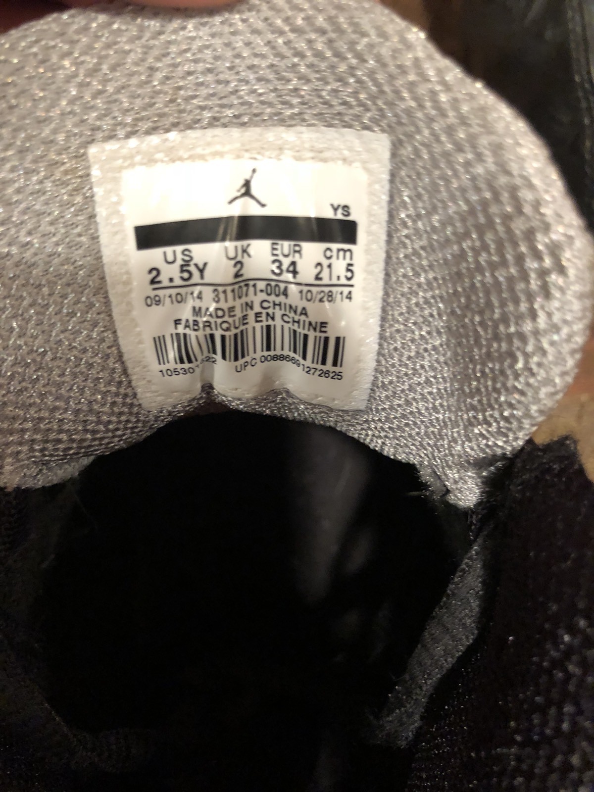 JORDAN DUB ZERO Youth Size 2.5Y Black/White Charcoal Wolf Gray 311071-004