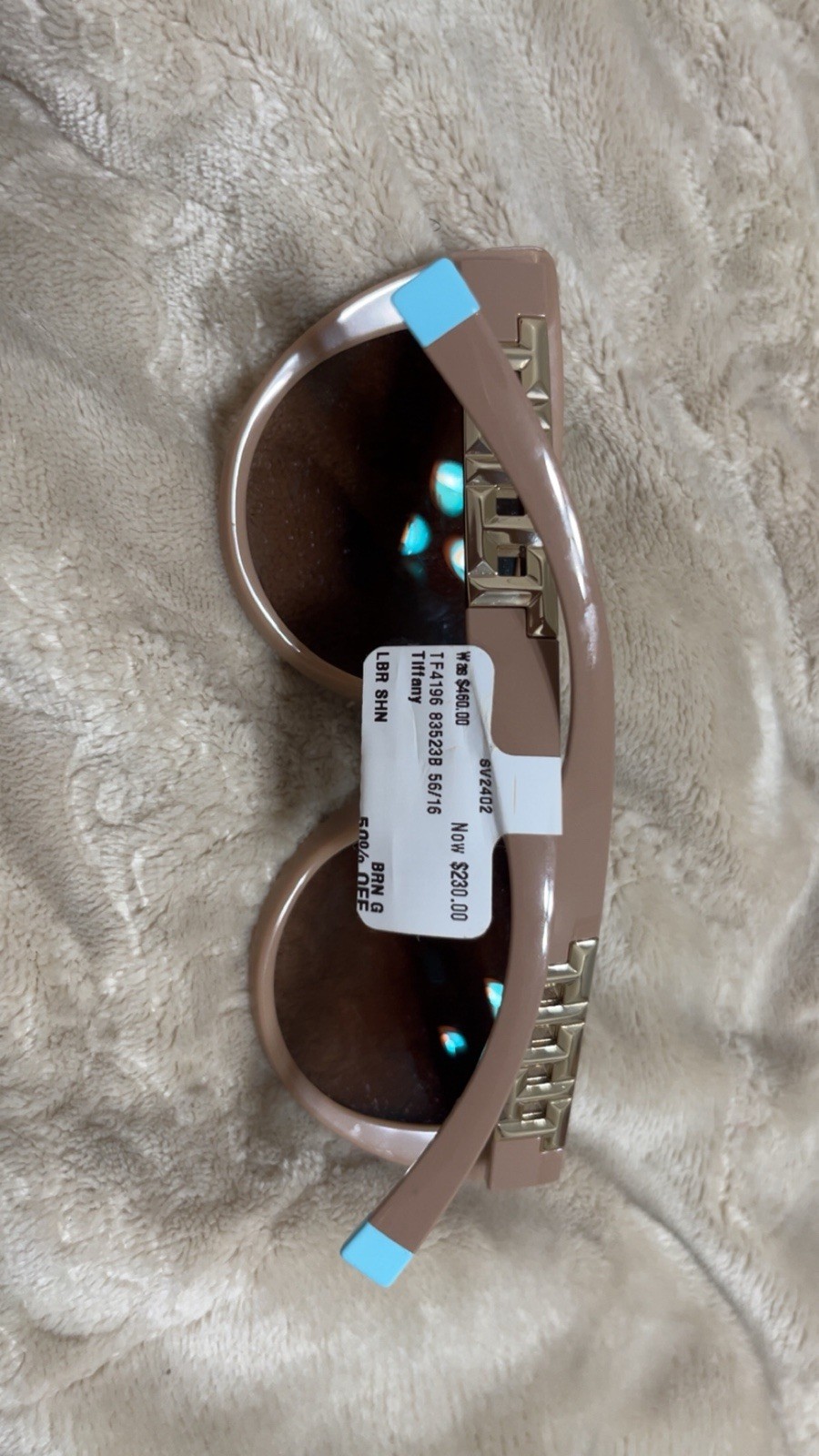 Tiffany & Co. TF 4196 Womens Cat Eye Sunglasses Beige Frame Brown Lens UV400