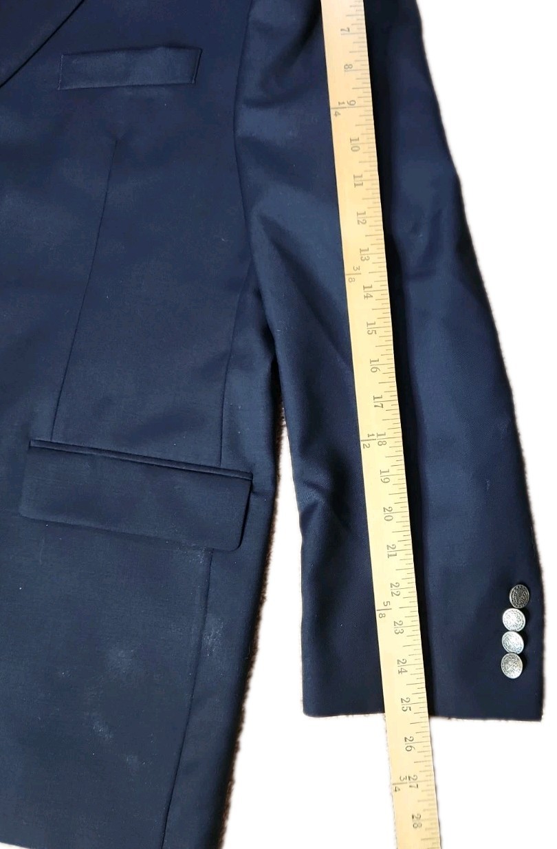 Ralph Lauren BLACK LABEL Jacket Mens 52R Sports Coat Blazer Silver Buttons Wool