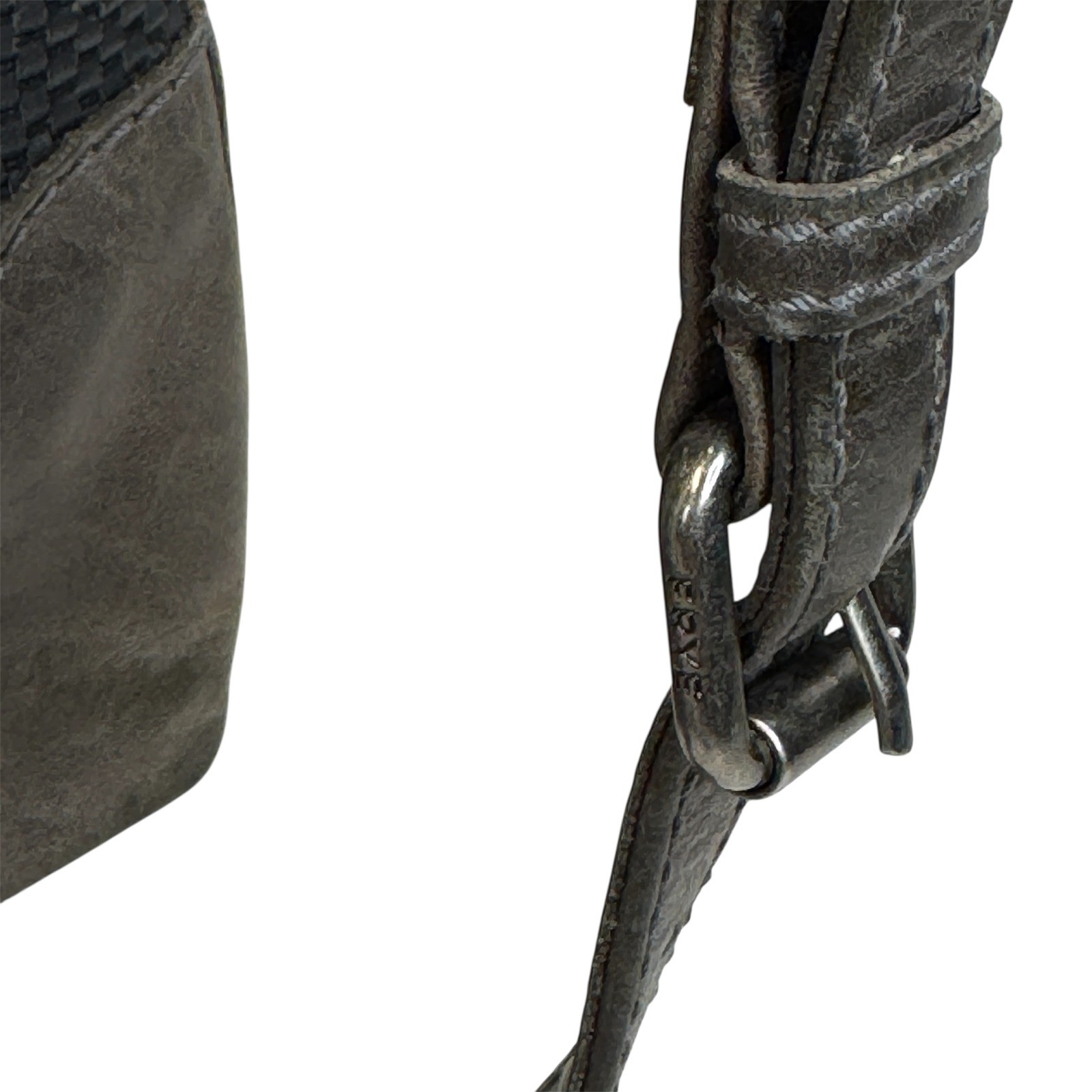 Frye Melissa Striped Crossbody Satchel Grey Leather Woven Bag Tassel Charm