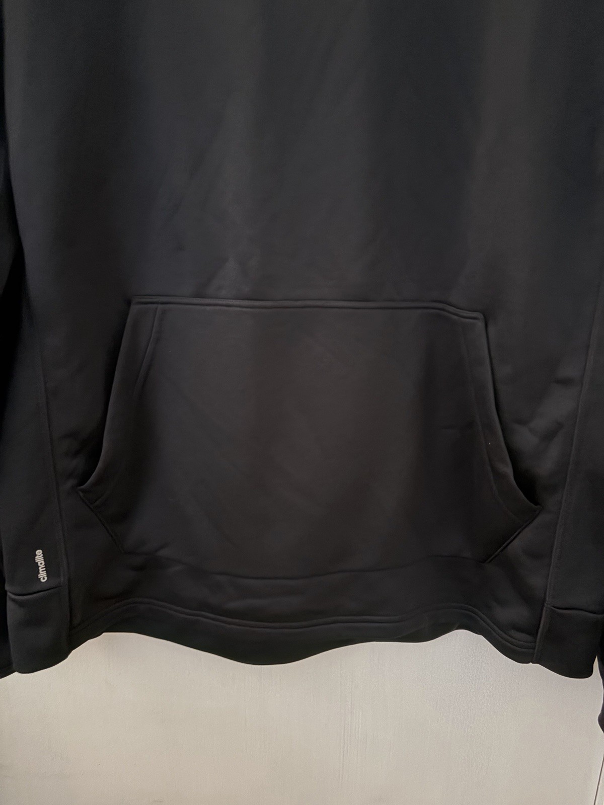 adidas Climawarm Climalite Pullover Hoodie Solid Black Logo Pockets Men’s M