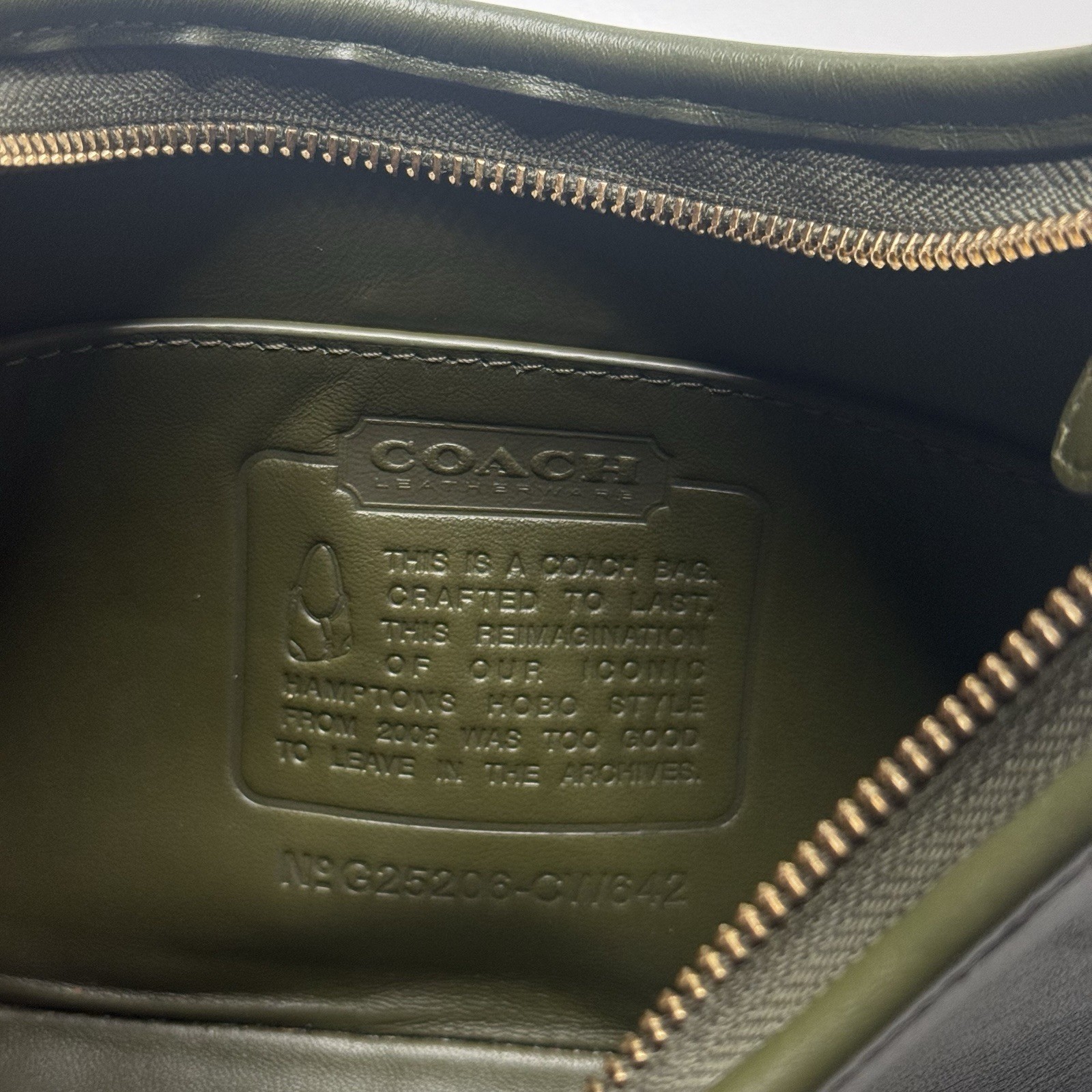 COACH Hamptons Hobo Shoulder Bag CW642 In OLIVE Glovetanned leather Brass