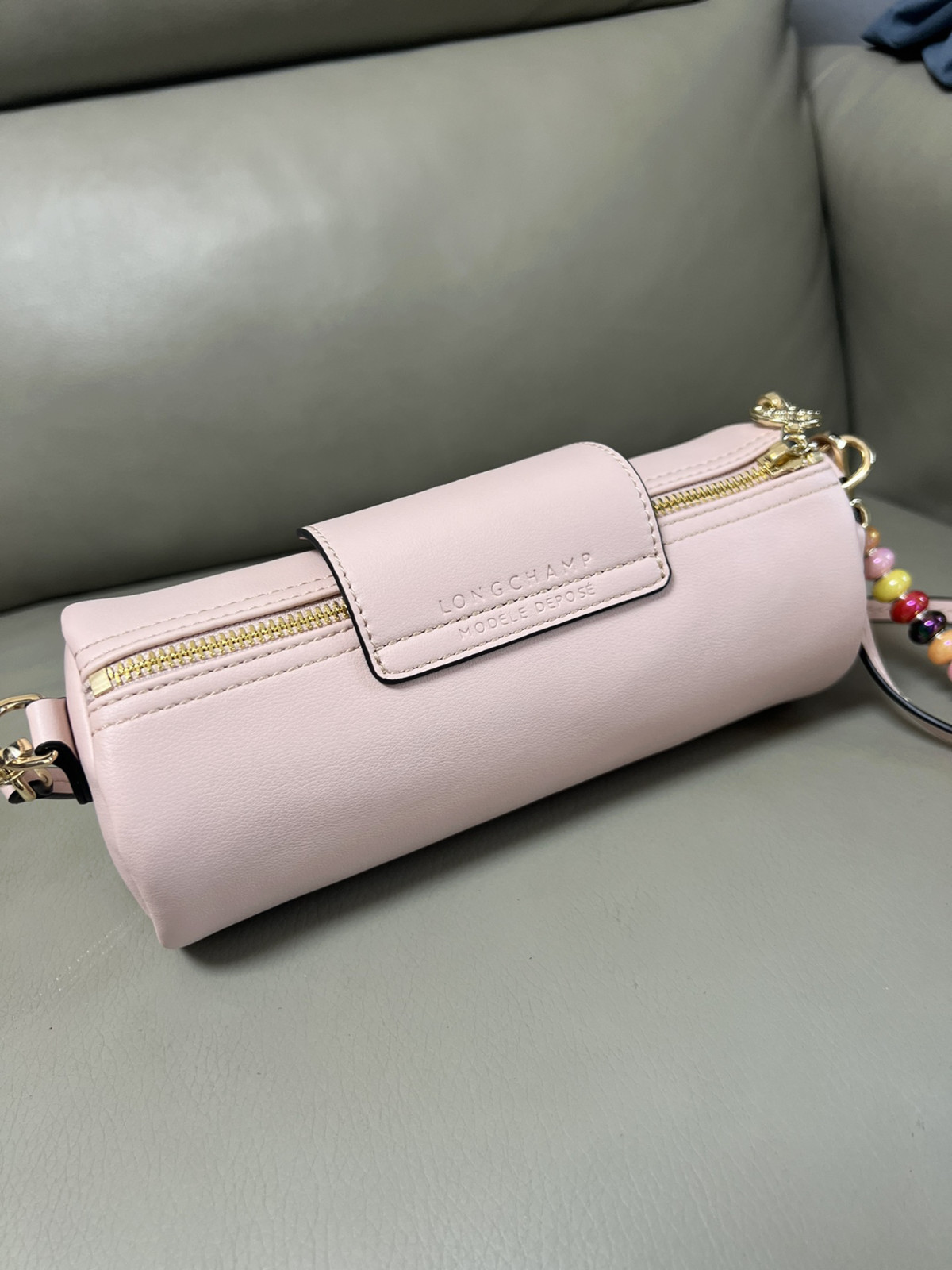 Longchamp Pink Beaded Tote Bag 21x9x9cm No box